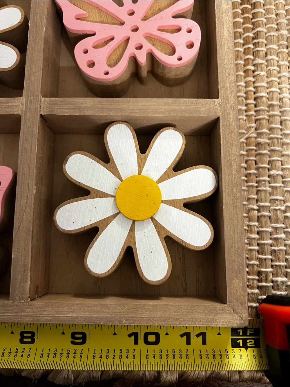 Pink Butterfly & White Daisy Wooden Tic-Tac-Toe Game